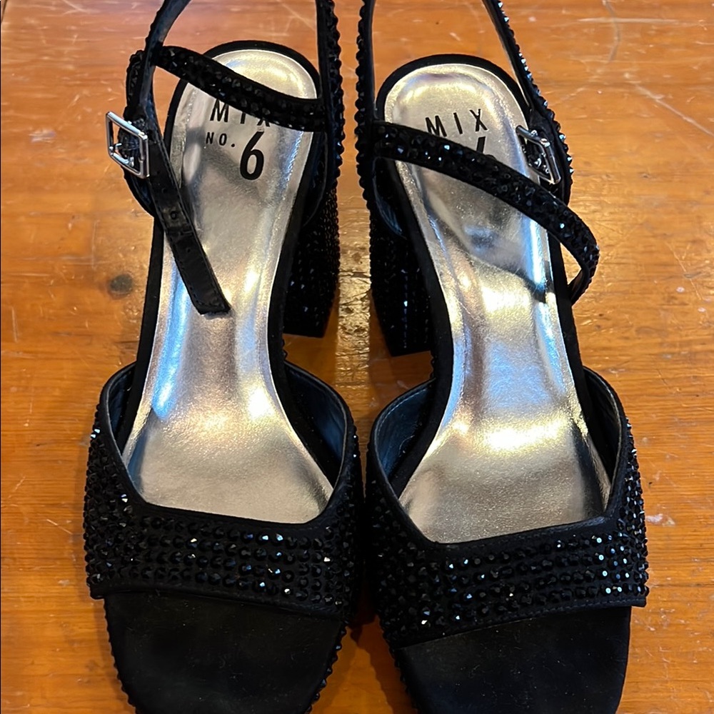 Mix No. 6 Black Embellished Women's Sandals